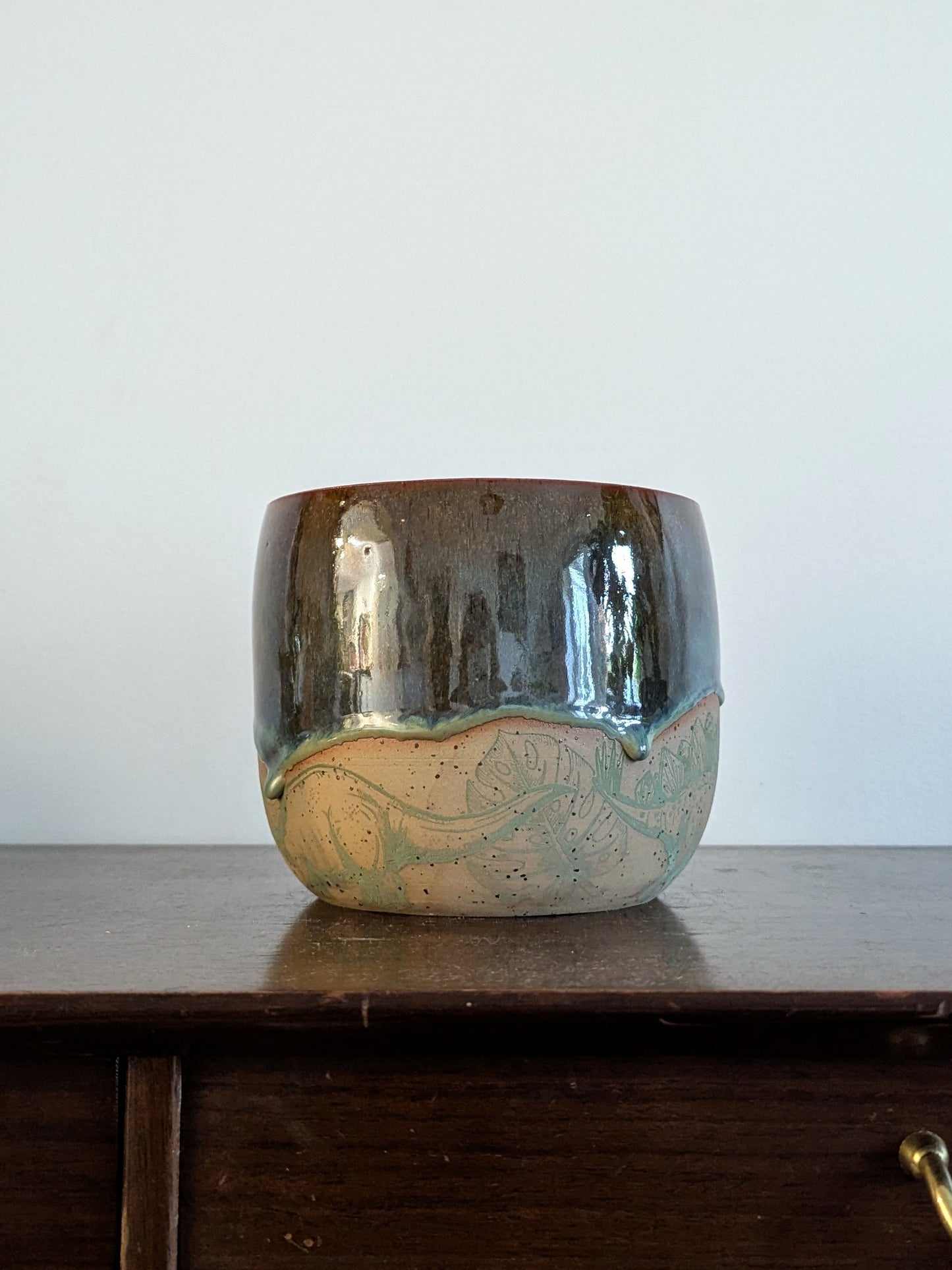 Dinosaur Plant Pot - Autumn Glaze