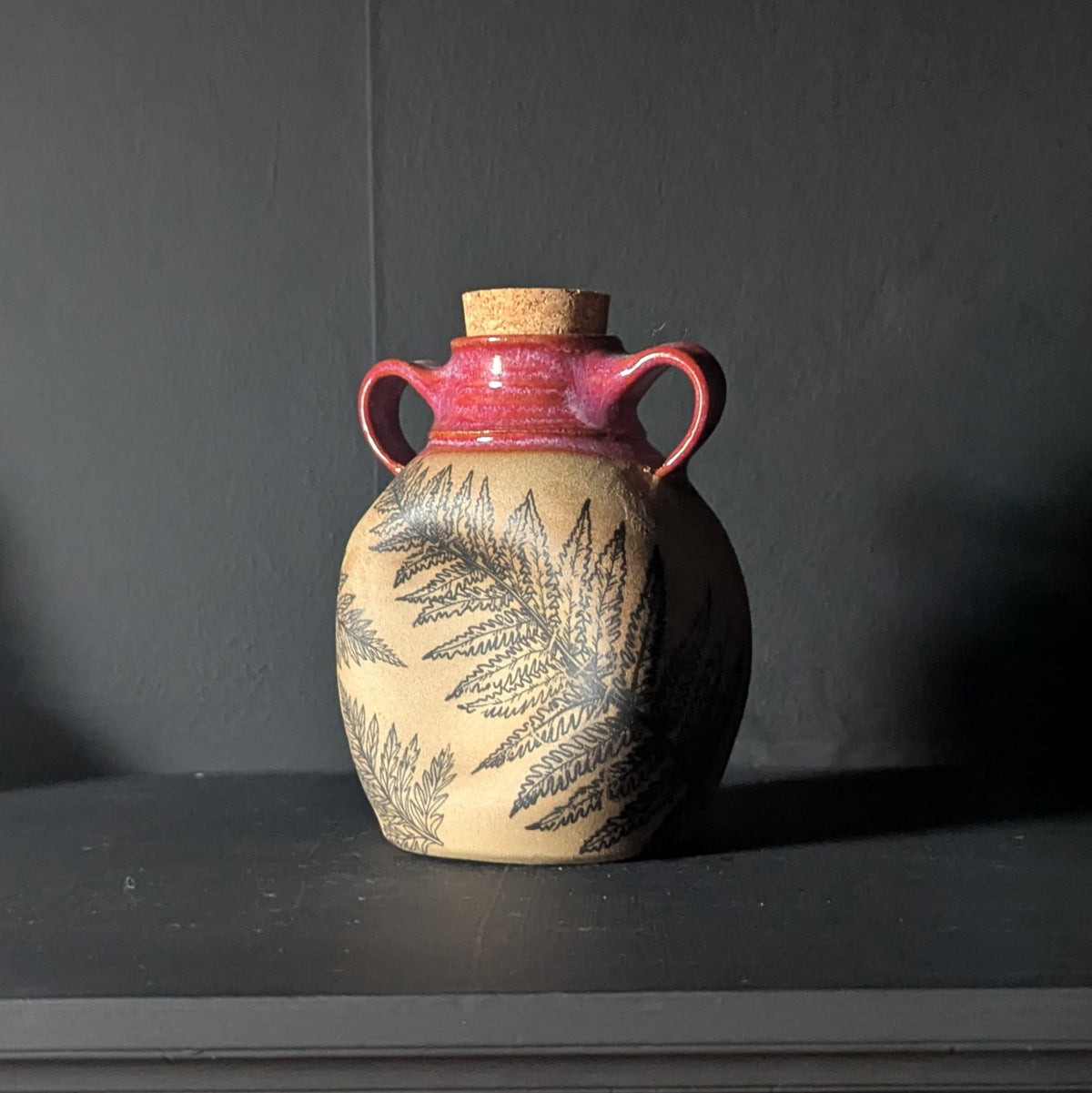Autumn Pink Fern Flask
