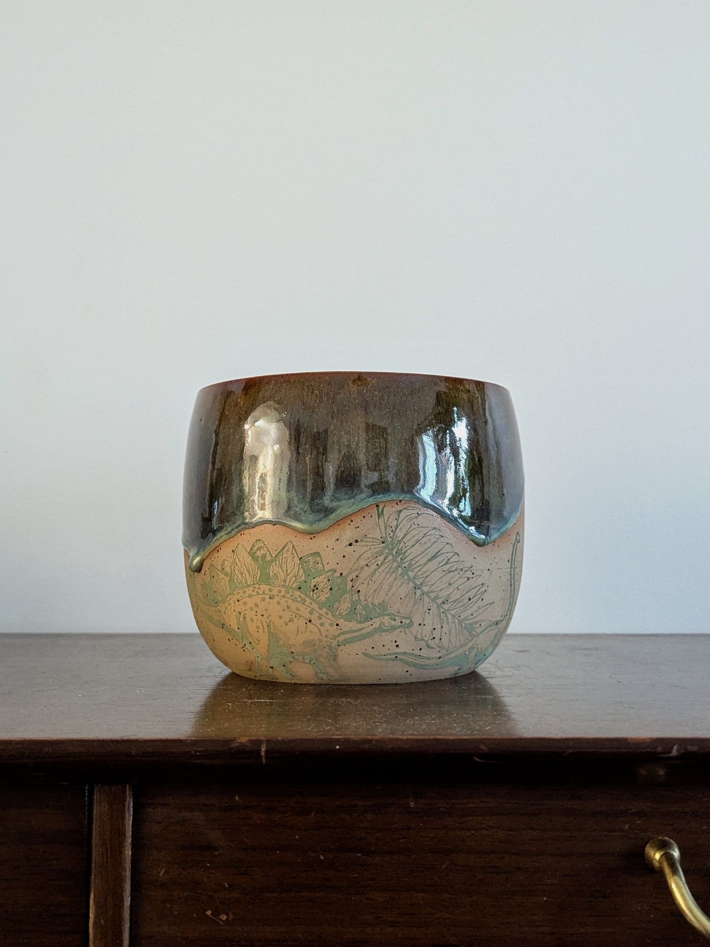 Dinosaur Plant Pot - Autumn Glaze