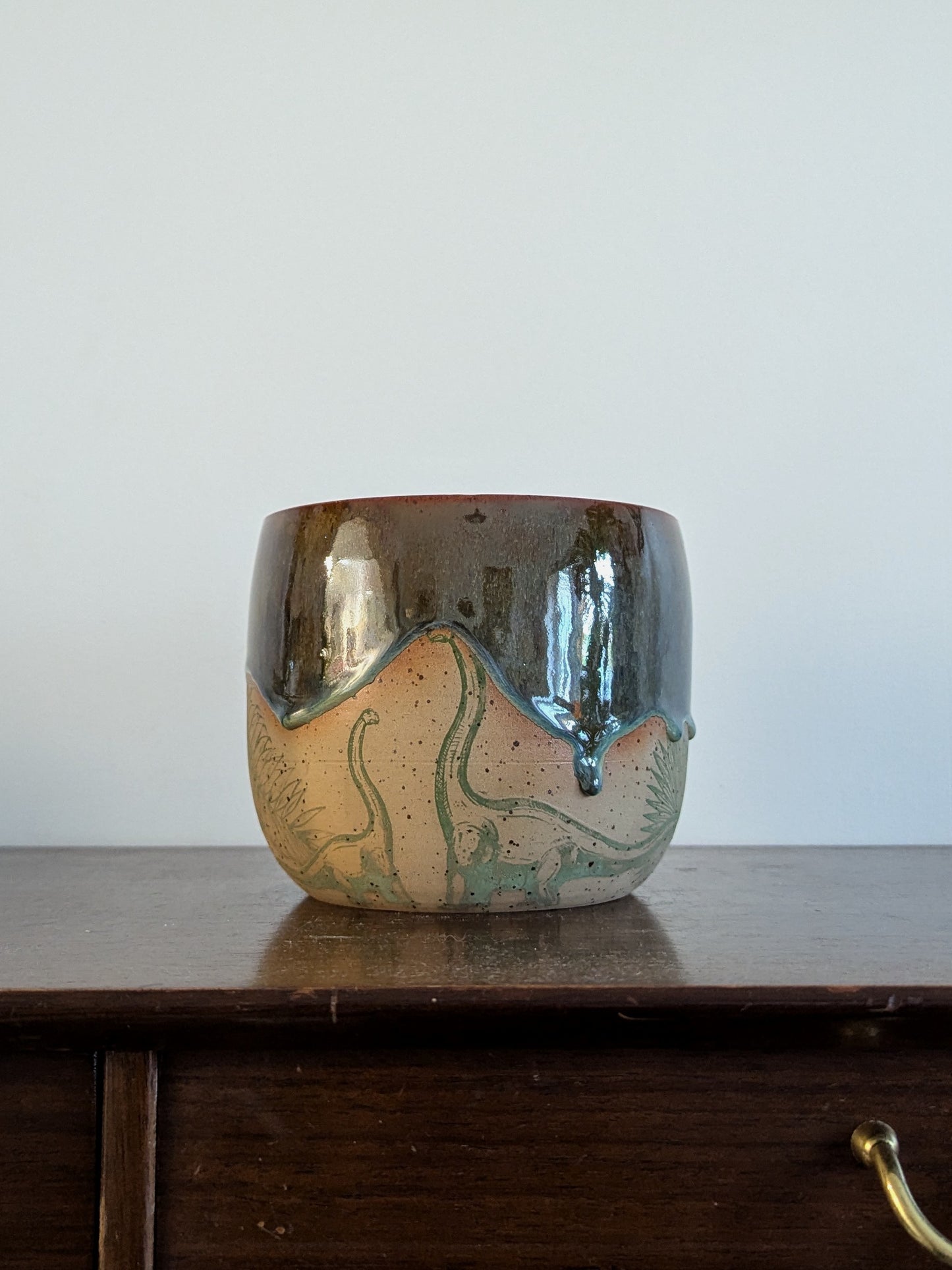 Dinosaur Plant Pot - Autumn Glaze