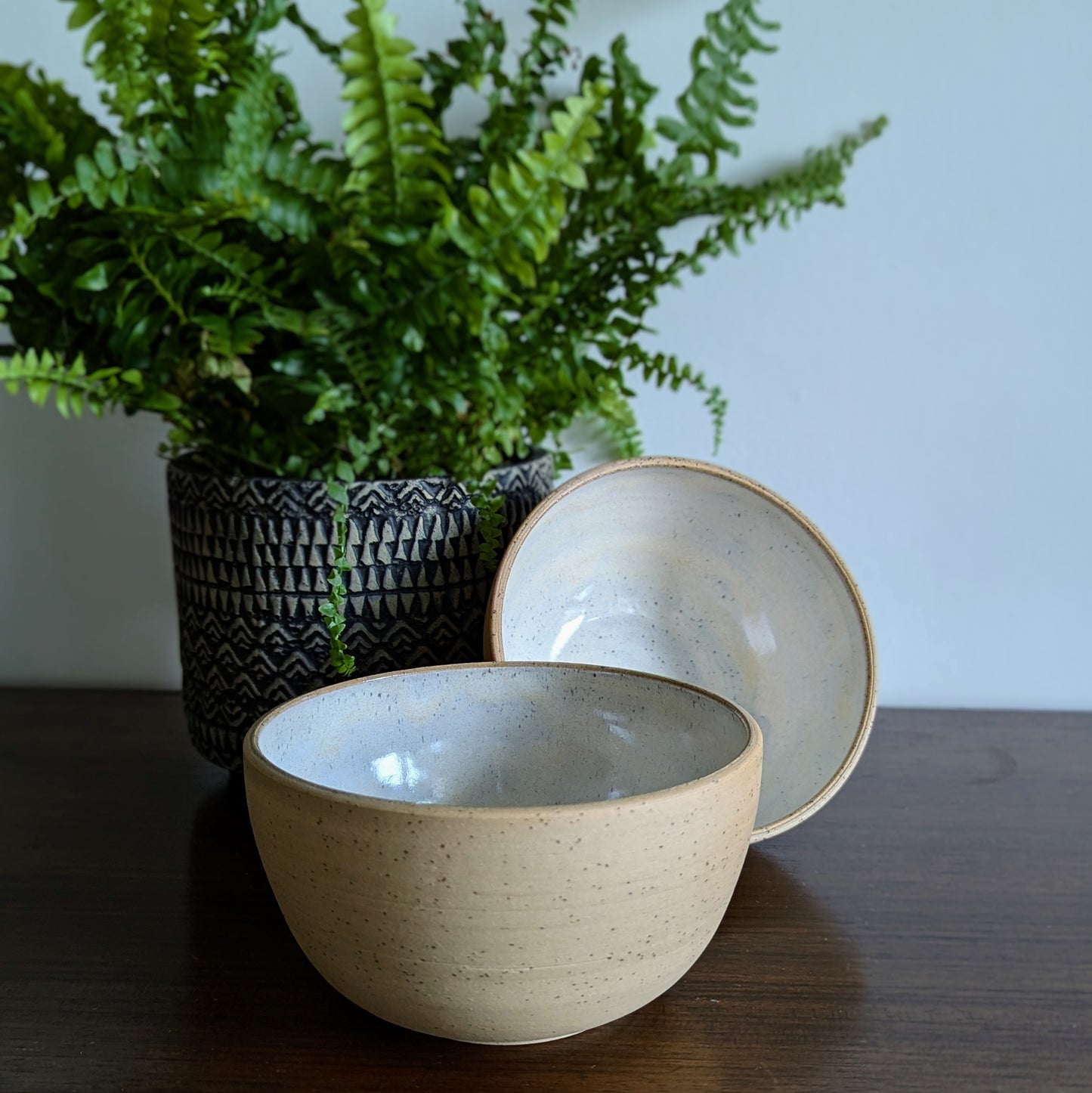 Speckled Bowl with Creamy White Glaze