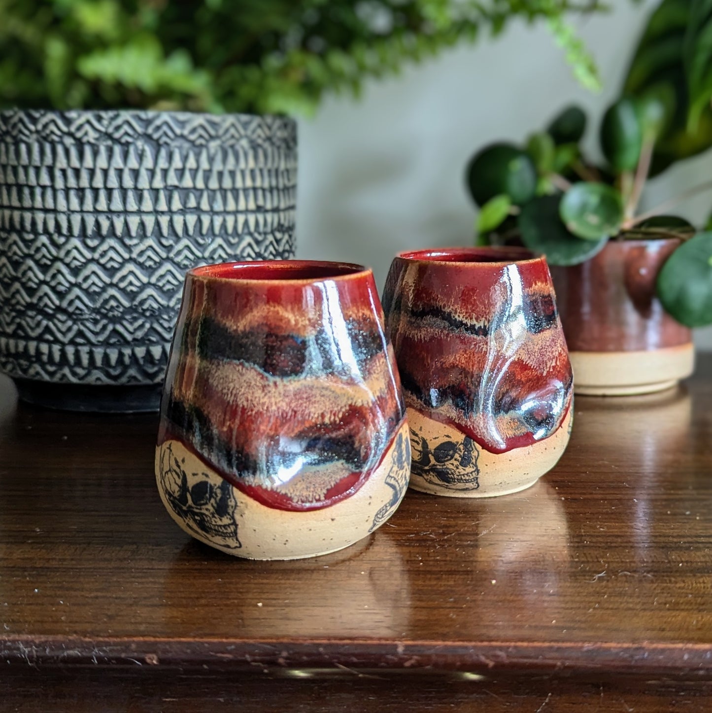 Miniature Skully Thumb Indent Cup in Jasper glaze