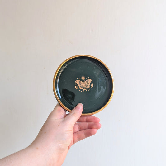 Moth Trinket Dish - Forest Green
