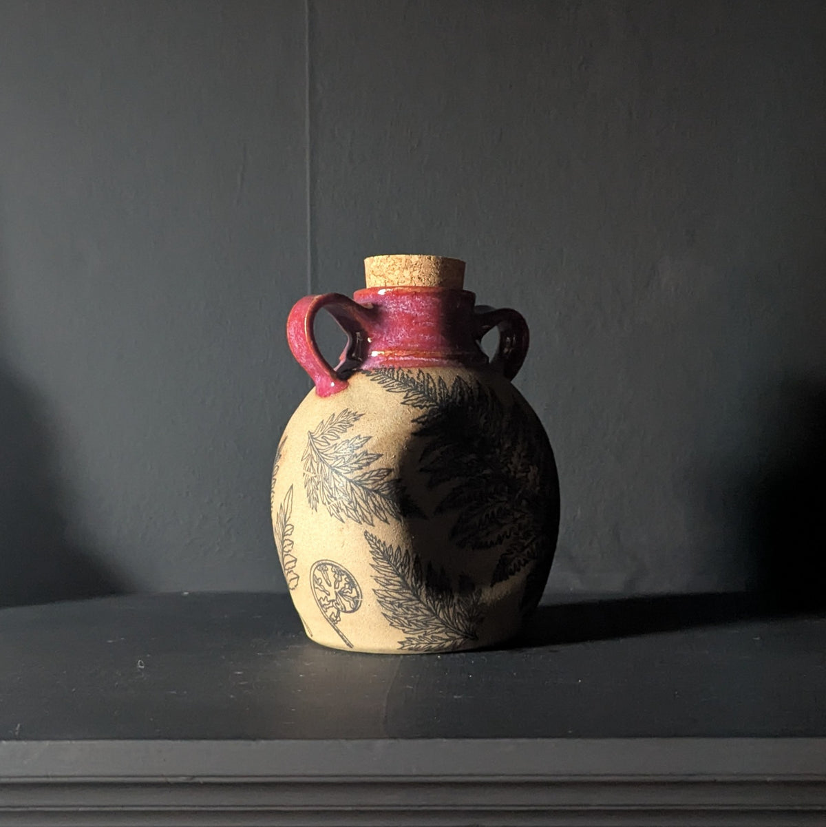 Autumn Pink Fern Flask