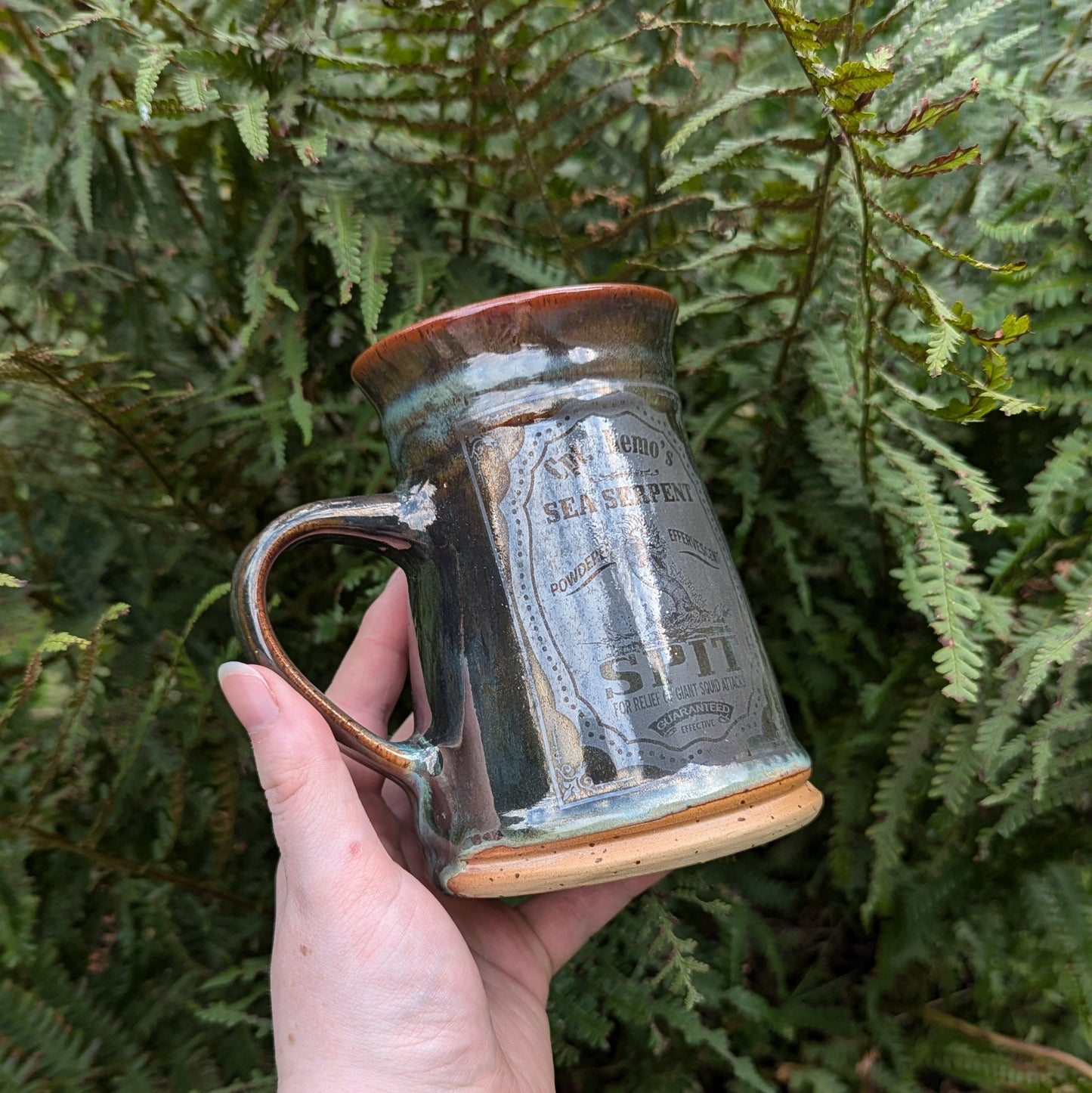 White Gold Sea Serpent Spit Tankard Mug