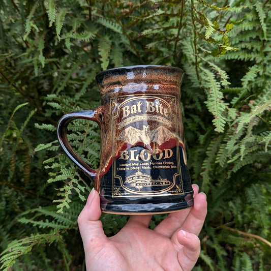 Gold Bat Bite Blood Tankard Mug