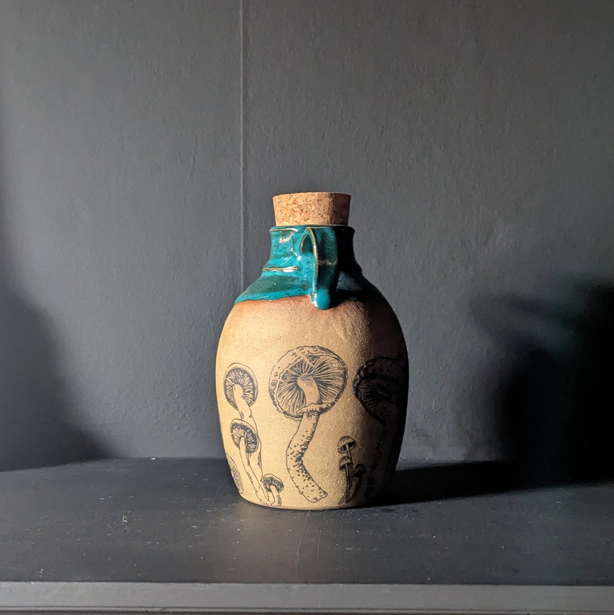 Mystic Turquoise Mushroom Flask
