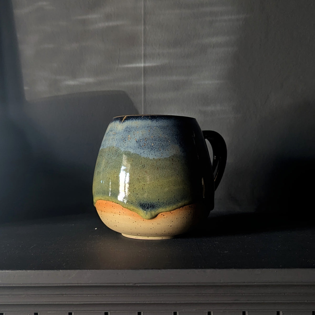 Ghostie mug in Bog Witch Glaze