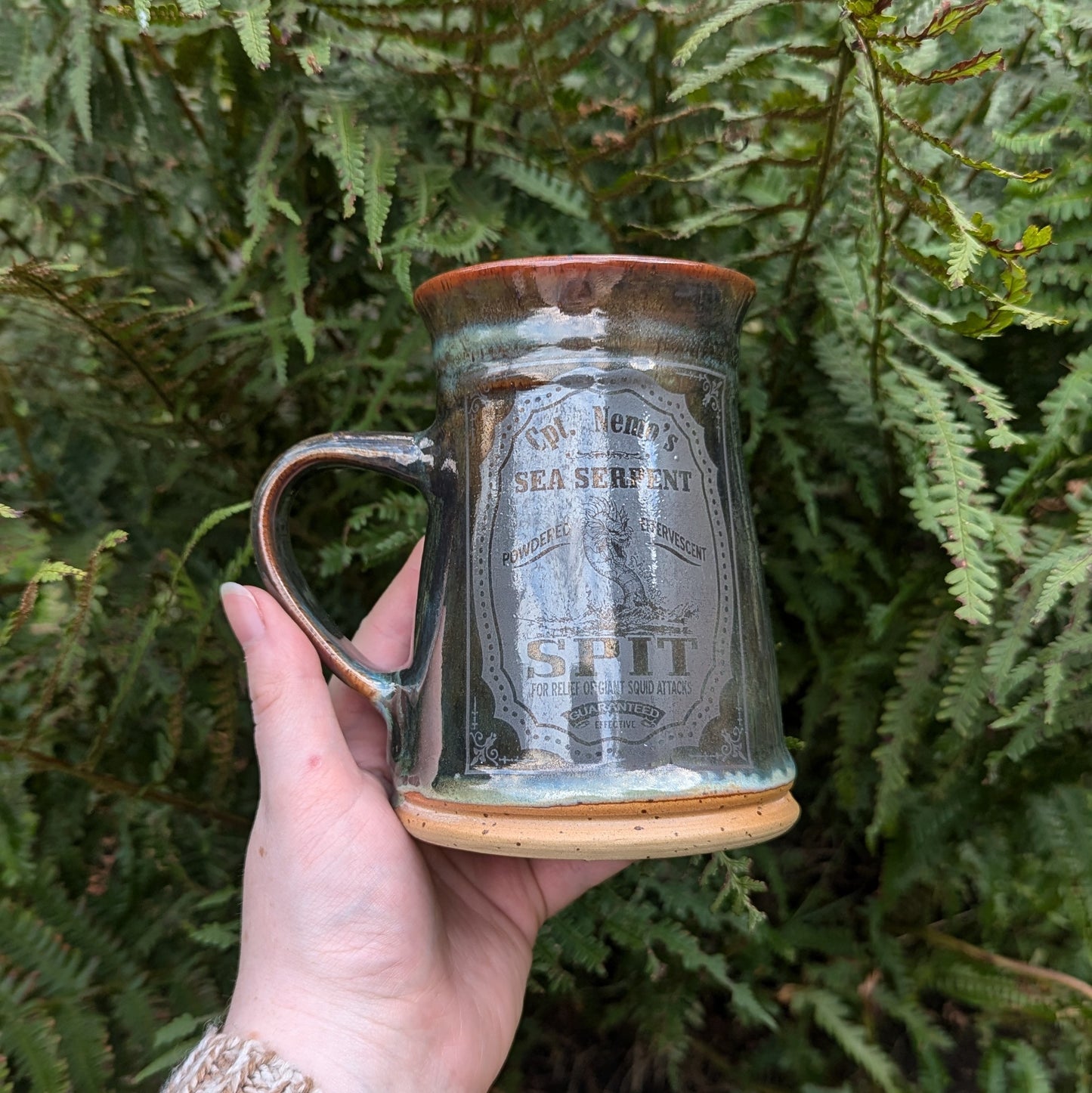 White Gold Sea Serpent Spit Tankard Mug