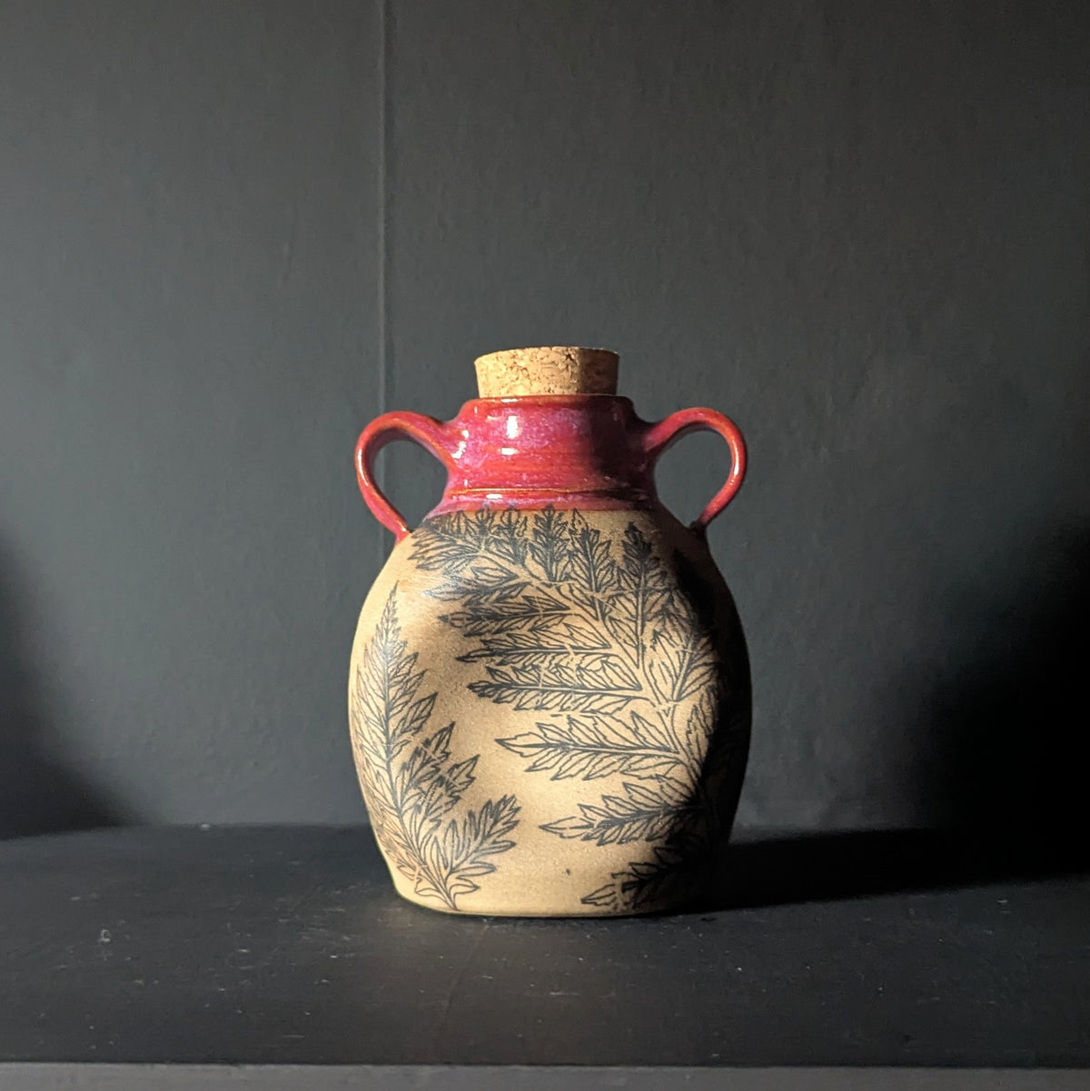 Autumn Pink Fern Flask