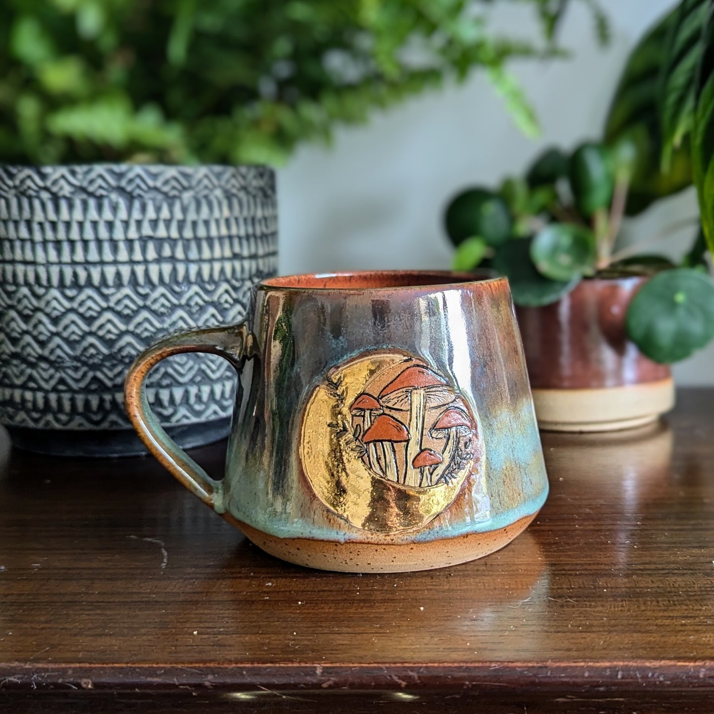 Mushroom Moon Mug in Autumn glaze